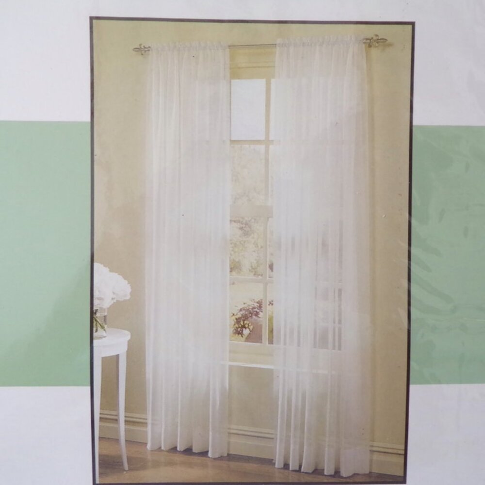 Voile Sheer Window Panel rod pocket 59in x 63in Ivory